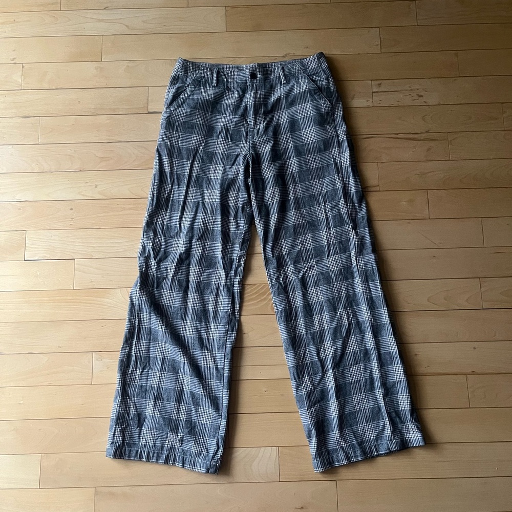 American Eagle Outfitters Black and White Plaid Wide Leg Pants